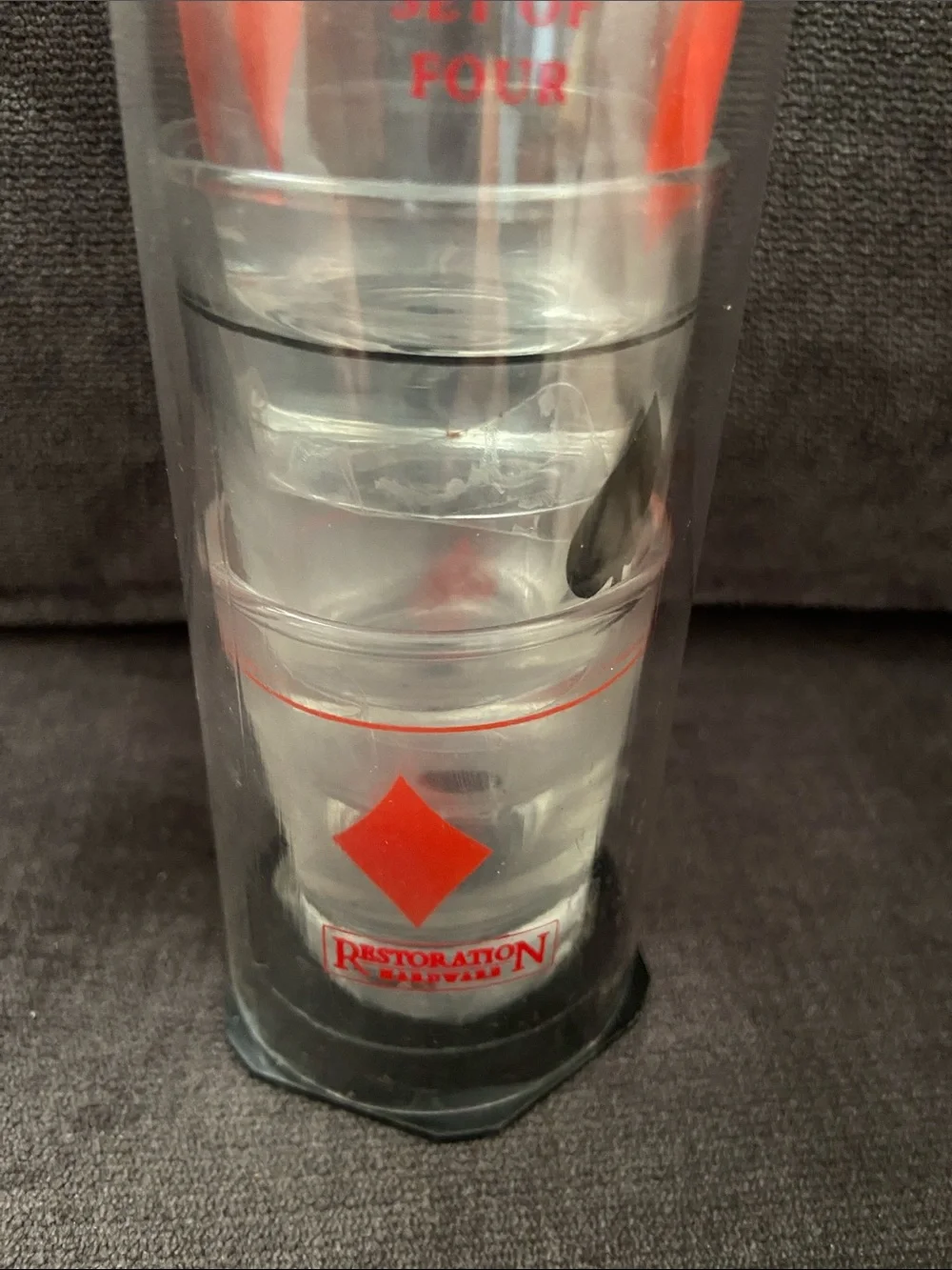 Playing Card Shot Glasses - Restoration Hardware Red and Black Set of 4 NWT